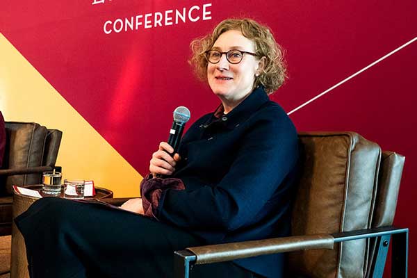 President Cunningham speaking at the Women in Leadership Conference